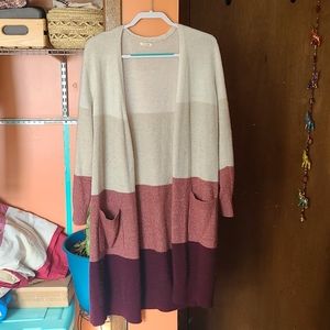 Maurices Color Block Long Cardigan